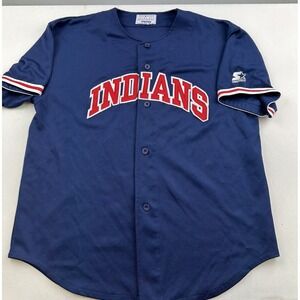 Starter‎ Genuine Merchandise Cleveland Indians Large Jersey Blue Button Logo